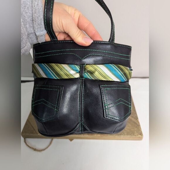 Y2K bootie Bag faux leather pants pocket purse with tie - Picture 10 of 12